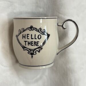 Molly Hatch Hello There Anthropologie Elegant Cream Mug with Black Accents
